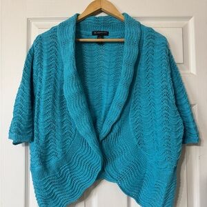 INC Women's Blue Open-Front Sweater